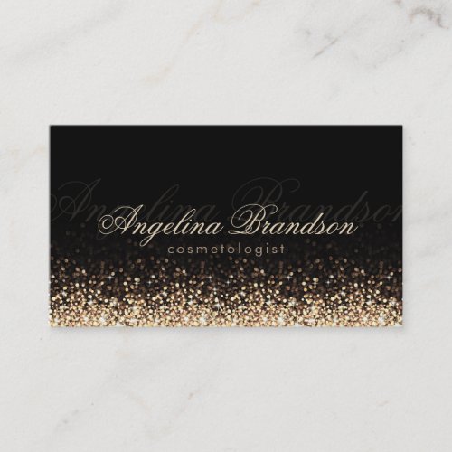 Shimmering Gold Cosmetologist Damask Black Card Business Card Template