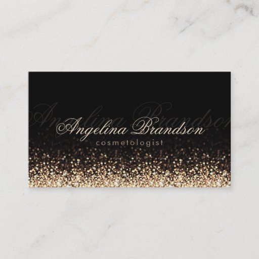 Customizable Shimmering Gold Cosmetologist Damask Black Card Business Card Template