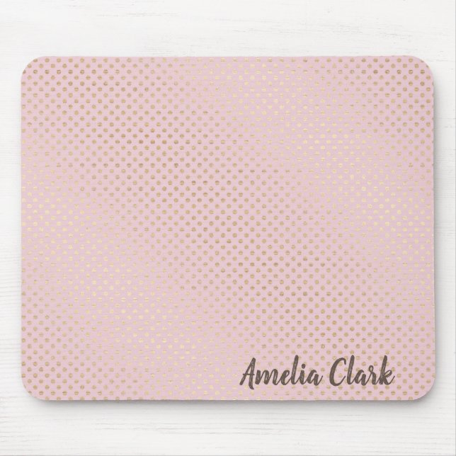 shimmering gold dots on blush pink mouse pad (Front)