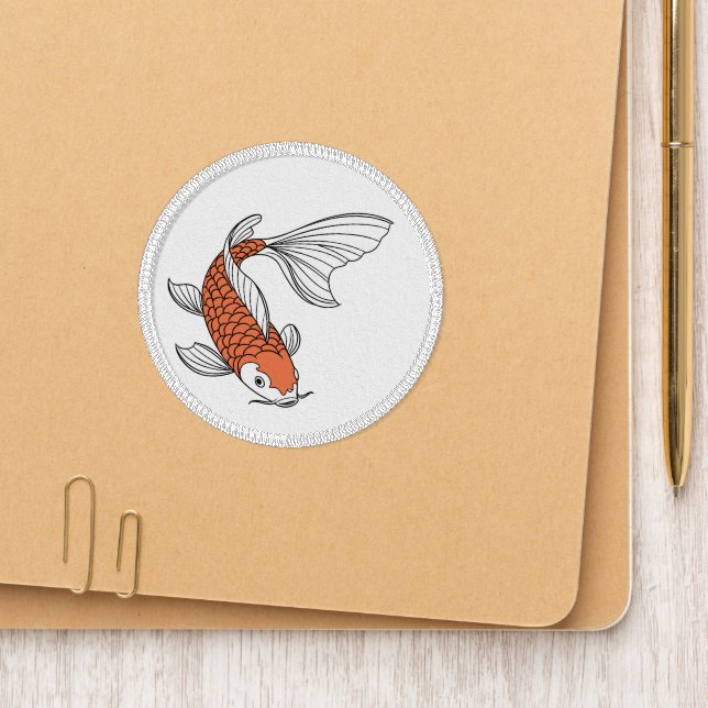 Shimmering Gold Fish Embroidered Patch for Clothin (On Folder)