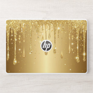 Shimmering Gold Glitter Drip Background HP Laptop Skin