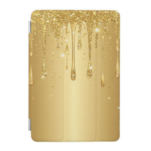 Shimmering Gold Glitter Drip Background iPad Mini Cover