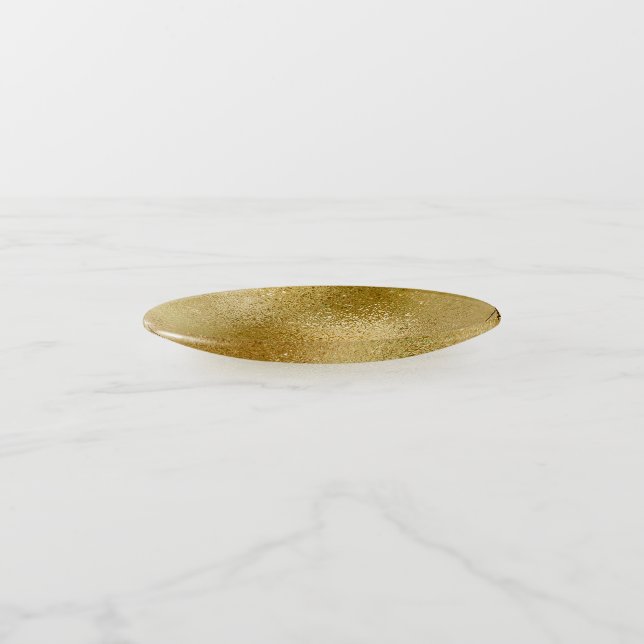 Shimmering gold iridescent texture trinket tray (Angled)