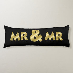 Shimmering Gold Mr & Mr Black Body Pillow