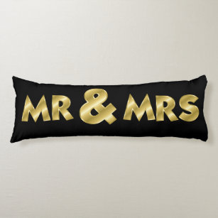 Shimmering Gold Mr & Mrs Black Body Pillow