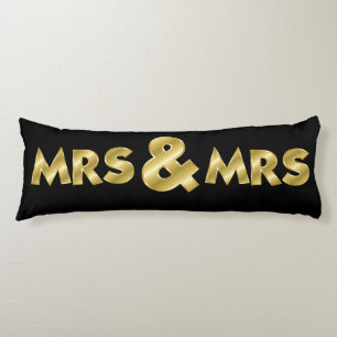 Shimmering Gold Mrs & Mrs Black Body Pillow