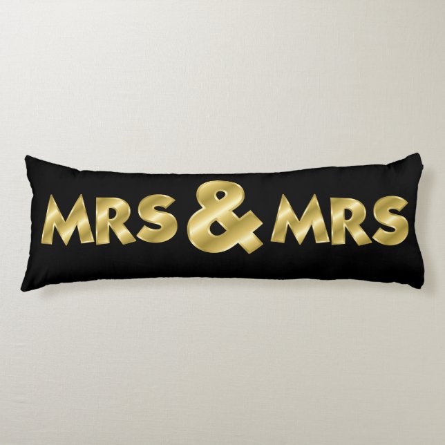 Shimmering Gold Mrs & Mrs Black Body Pillow (Front)