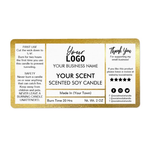 Shimmering Gold Paint Scented Soy Candle Label