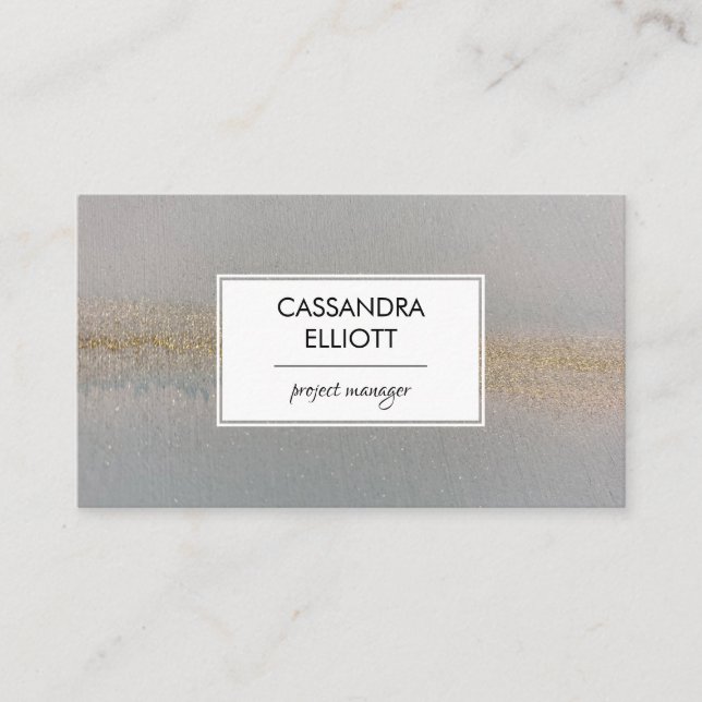 Shimmering Gold Pale Blue Alcohol Ink Liquid Art Business Card (Front)