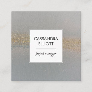 Shimmering Gold Pale Blue Alcohol Ink Liquid Art Square Business Card