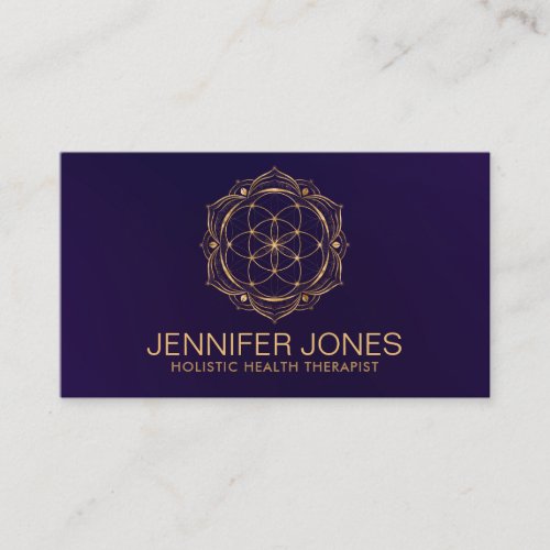 Shimmering gold Seed of life in lotus mandala Business Card