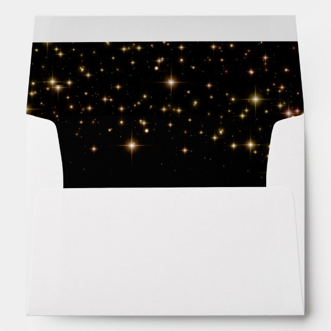 Shimmering Gold Sparkles Wedding Invitation Envelope (Back (Bottom))