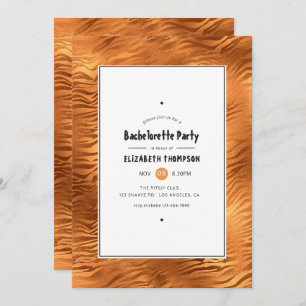 Shimmering Gold Tiger Stripes Bachelorette Party Invitation