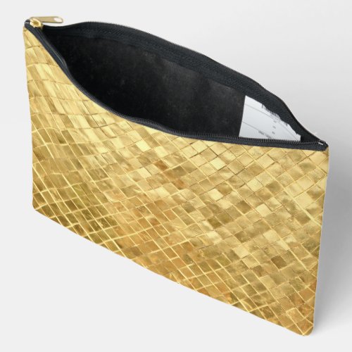 Shimmering Gold Tile Pattern Accessory Pouch