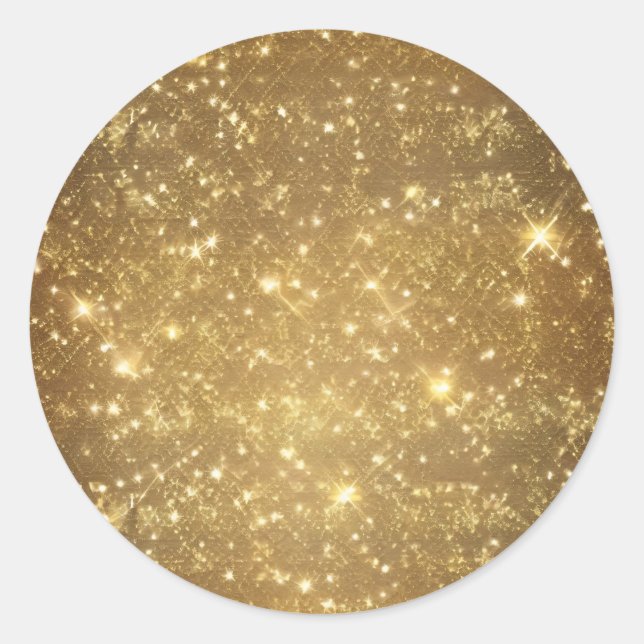 Shimmering Golden Glitter Classic Round Sticker (Front)