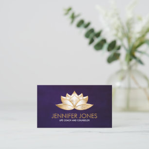 Shimmering Golden Lotus Flower Business Card