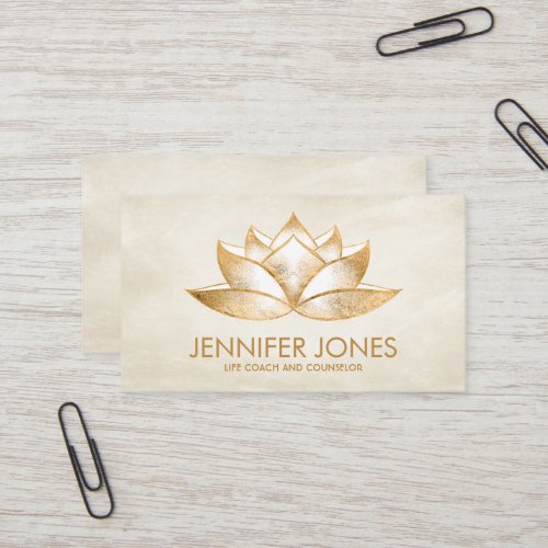 Shimmering Golden Lotus Flower  Business Card