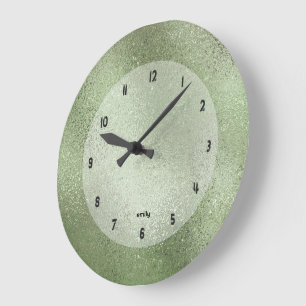 Shimmering green background image texture large clock