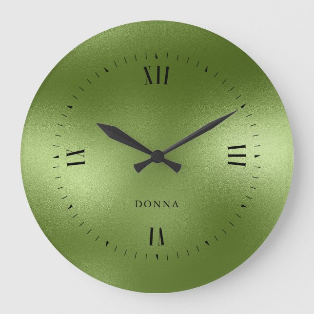 Shimmering Green Background Large Clock (Front)