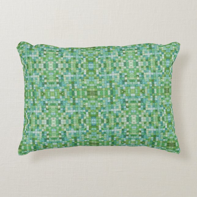 Shimmering Green Checkered Accent Pillow (Front)