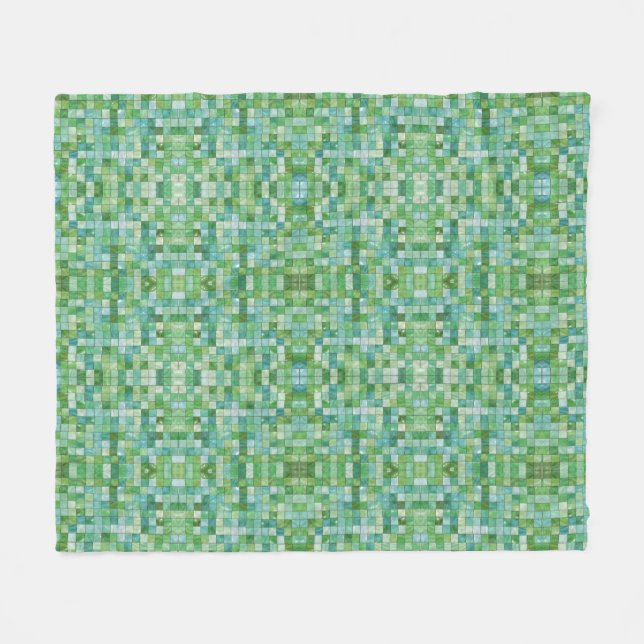 Shimmering Green Checkered Fleece Blanket (Front (Horizontal))