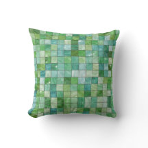 Shimmering Green Checkered Throw Pillow