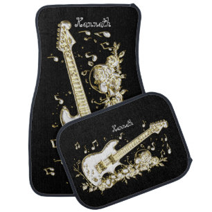 Shimmering Guitar Plays Golden Symphony Car Floor Mat