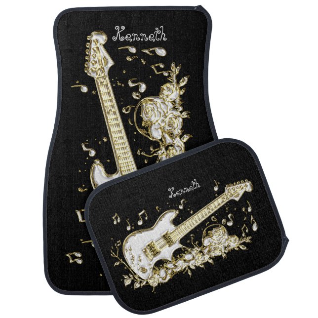 Shimmering Guitar Plays Golden Symphony Car Floor Mat (Set)