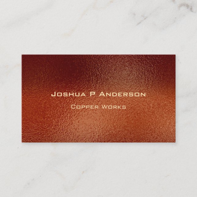 Shimmering Hammered Dark Copper Business Card (Front)