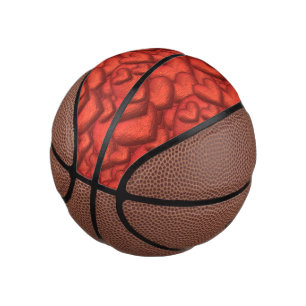 Shimmering hearts deep red mini basketball