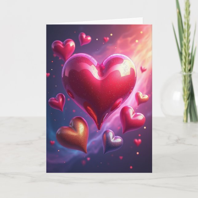 Shimmering Hearts Mothers Day Card (Front)