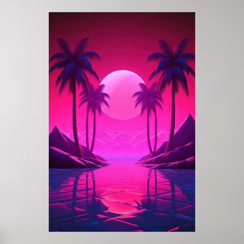 Shimmering Heights Synthwave Euphoria Poster