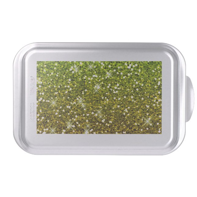 Shimmering Light Green Gold Glitters Cake Pan (Front)