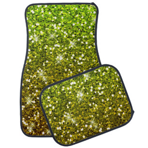 Shimmering Light Green Gold Glitters Car Floor Mat