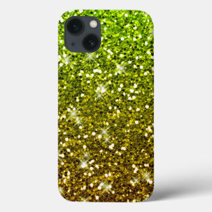 Shimmering Light Green Gold Glitters iPhone 13 Case