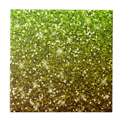 Shimmering Light Green Gold Glitters Ceramic Tile