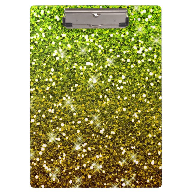 Shimmering Light Green Gold Glitters Clipboard (Front)