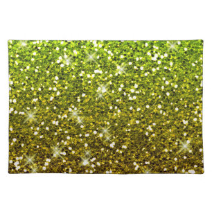 Shimmering Light Green Gold Glitters Cloth Placemat