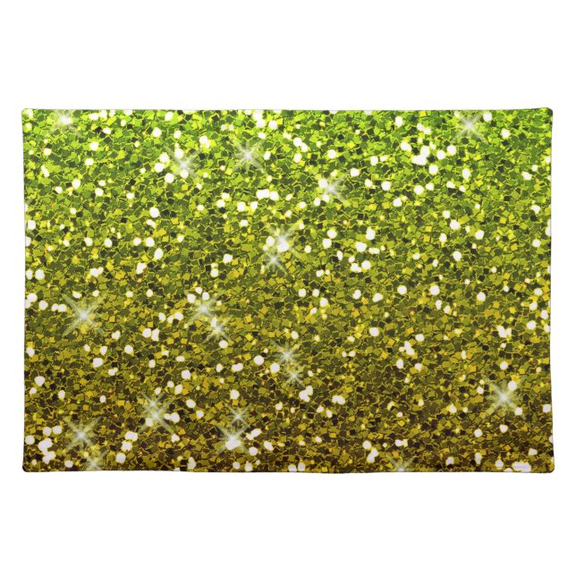 Shimmering Light Green Gold Glitters Cloth Placemat (Front)