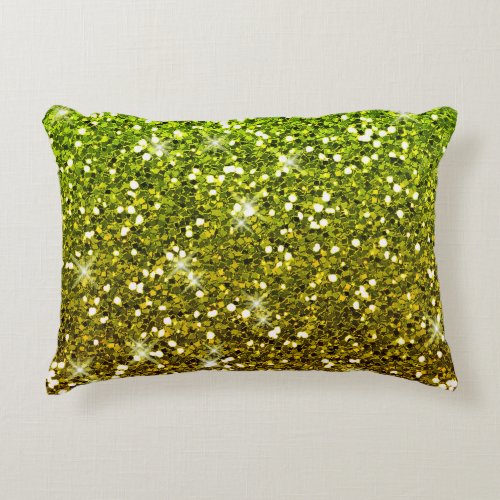 Shimmering Light Green Gold Glitters Decorative Pillow