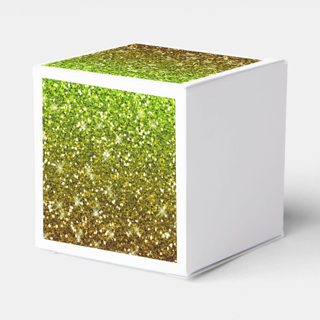 Shimmering Light Green Gold Glitters Favor Boxes (Back Side)