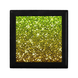Shimmering Light Green Gold Glitters Keepsake Box