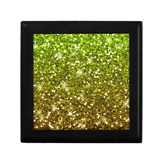 Shimmering Light Green Gold Glitters Keepsake Box (Front)