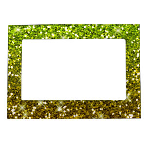 Shimmering Light Green Gold Glitters Magnetic Photo Frame