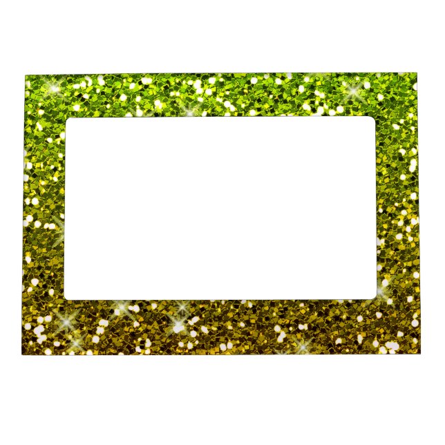 Shimmering Light Green Gold Glitters Magnetic Photo Frame (Front)
