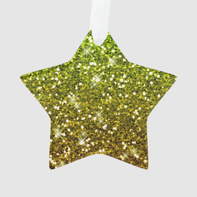 Shimmering Light Green Gold Glitters Ornament (Back)