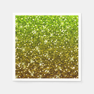 Shimmering Light Green Gold Glitters Paper Napkins