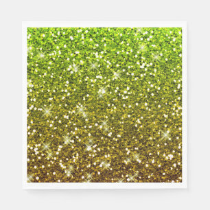 Shimmering Light Green Gold Glitters Paper Napkins