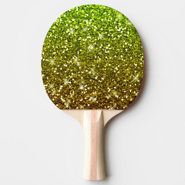 Shimmering Light Green Gold Glitters Ping-Pong Paddle (Front)