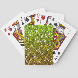 Shimmering Light Green Gold Glitters Poker Cards